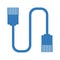 Broadband, cable, connector icon. Blue color design