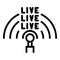 Broadcast live stream icon, outline style