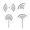 Broadcast, transmitter antenna icon with doodle style cartoon vector