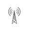 Broadcast, transmitter antenna icon with doodle style cartoon vector