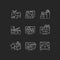 Broadcasting services chalk white icons set on black background