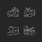 Broadcasting services chalk white icons set on black background