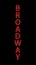 Broadway. Red letters with luminous glowing lightbulbs. Vector typography words design. Template type font for poster