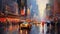 Broadway Rhapsody: Vibrant Impressionistic Tapestry of New York\\\'s Heartbeat