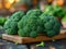 broccoli cabbage on a wooden board