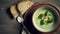 Broccoli cream soup. Illustration AI Generative