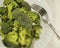 Broccoli fresh on a plate fork, healthy food,portion diet