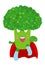 Broccoli funny icon. superhero vegetable Flat illustration of cartoon broccoli vector icon isolated on white background.