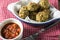 Broccoli Italian Meatballs with dipping sauce