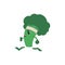Broccoli jogging with bandage on his head - green useful vitamin vegetable doing sport exercises and running.
