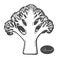 Broccoli logo. Organic food. Organic botanical design template. Hand drawn Vector illustration