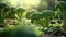 Broccoli plants growing in the garden, AI