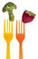 Broccoli and Strawberry on Vibrant Fork