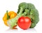 Broccoli, tomato and Yellow Bell Pepper isolated