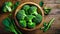 broccoli on a wooden table