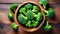 broccoli on a wooden table