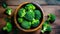 broccoli on a wooden table