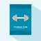 Brochure cover flat design with fitness barbell icon