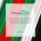 Brochure with lines strips colors of the national United Arab Emirates UAE flag with the text of Happy National Day