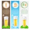 Brochure template for beer theme with long glass on hop and ice cube