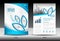 Brochure template layout, Blue cover design, annual report, magazine ads, flyer, advertisement, leaflet, Book in A4