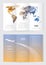 Brochure template size A4 3 Fold 2 Side low polygon world map orange and blue color