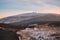 Brocken mountain peak covered in snow, in Harz Mountains, Germany