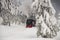 Brocken railway in winter landscape