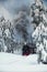 Brocken railway in winter landscape