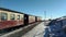 Brocken steam locomotice running up Hill winter blue sky