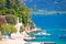 Brodarica village beach and stone coastline view