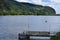 Brohl-LÃ¼tzing, Germany - 05 25 2022: Ship jetty for Vulkan Express railroad at the Rhine