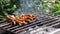 Broiling chicken feet on charcoal