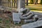 A Broken Antique Stone Fence at Elkins Estate