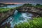 Broken beach on Nusa Penida island at sunrise