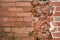 Broken or beat up bricks in wall