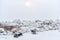 Broken benches by ice floes on The Gulf of Finland. St Petersburg. Russia