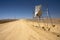 Broken billboard in desert