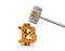 Broken bitcoin and dollar hammer, transaction failure and bitcoin depreciation