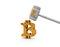 Broken bitcoin and pound hammer, transaction failure and bitcoin depreciation