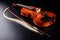 Broken bow to the violin. Damaged musical instrument