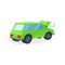 Broken car with open hood, smoke from faulty engine. Bright green automobile. Flat vector illustration for poster of