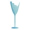 Broken champagne glass icon, cartoon style