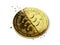 A broken or cracked Libra concept coin is laying isolated on white background. Libra in troubles - abandoned by investors concept