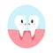 Broken cracked tooth in cartoon flat style. Vector illustration of disgruntled split teeth character, dental care concept, oral