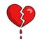 Broken damaged heart red icon, blood drops