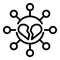 Broken divorce heart icon, outline style