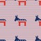 Broken donkeys seamless pattern on red and blue.