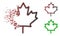 Broken Dotted Halftone Maple Leaf Icon