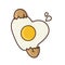 Broken egg in heart shape isolated vector illustration for Great EggToss Day